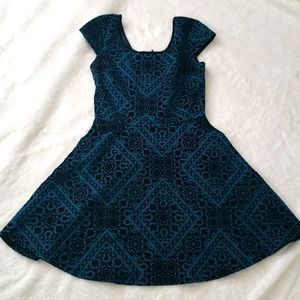 Cute blue and black velvet dress